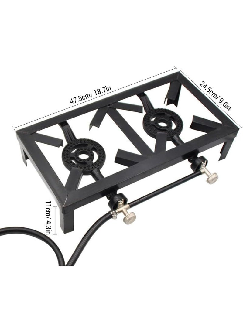DubaiGallery Double Gas Burner Cooker with Strong Steel Body, High Efficiency Cast Iron Burners, Manual Ignition, Stable Design, Heat Resistant Frame, Suitable for Home, Restaurant, Outdoor Cooking - Image 2